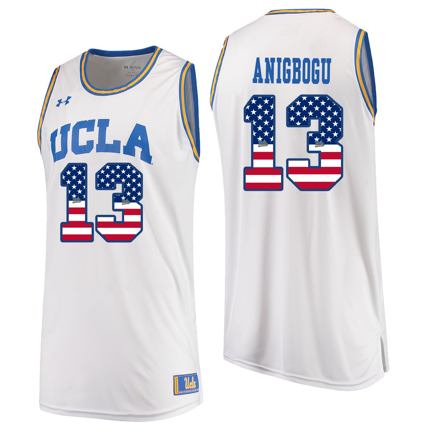 Men UCLA UA #13 Anigbogu White Flag Customized NCAA Jerseys